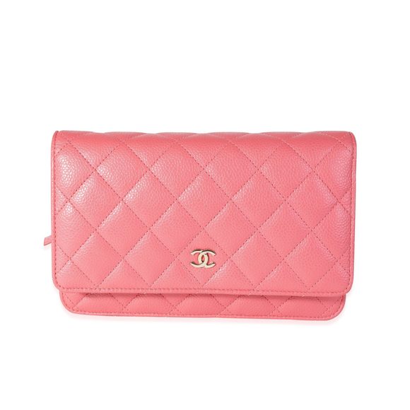 Chanel Pink Quilted Caviar Wallet on Chain - Picture 1 of 9